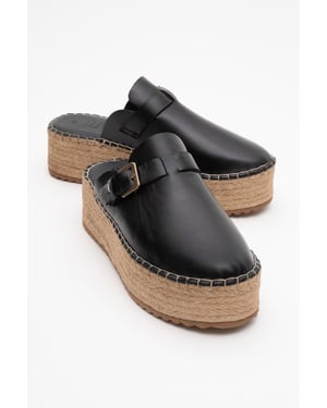 Novas Leder Plateau Espadrille Pantolette (Damen)