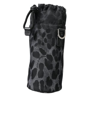 Dolce & Gabbana Schwarze Leopard Runde Schlanke Tragetasche mit Flascheneinsatz