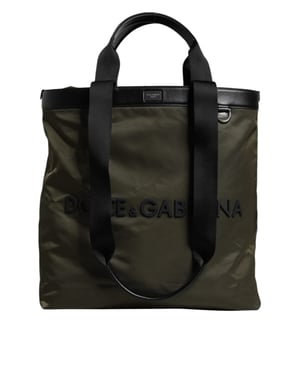 Dolce & Gabbana Militärgrüne Nylon Schulterriemen Tote Bag