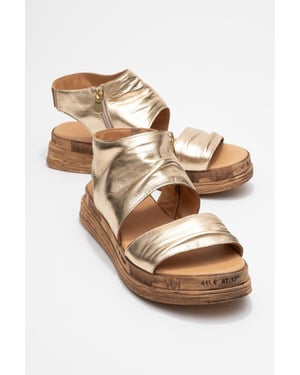 Lunas Leder Side-Zip Flach Absatz Sandale