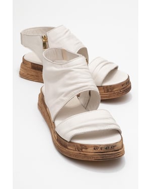 Lunas Leder Side-Zip Flach Absatz Sandale