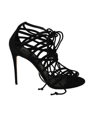 Dolce & Gabbana schwarze Wildleder-Stiletto-Sandalen mit Riemchen
