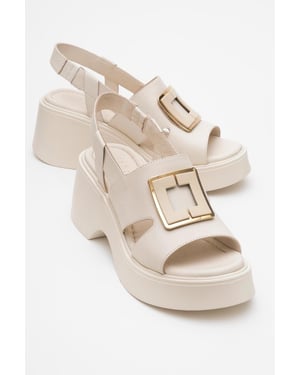 Lucia Leder Schnalle Plateau Sandale