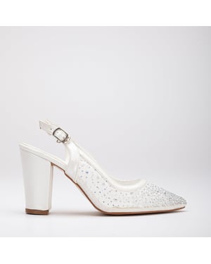 Monique Elfenbein Spitze Slingback Schuhe