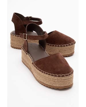 Viba Leder Espadrille Plateau Keilabsatz Sandalen (Damen)