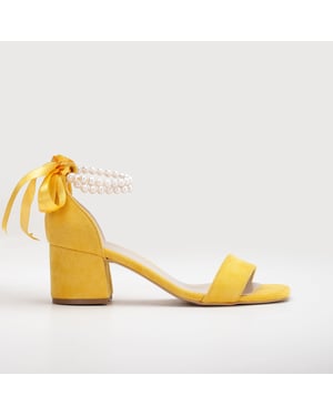 Illy Niedrig Block Absatz Sandalen with Pearls