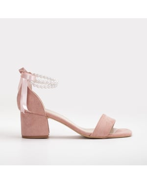 Illy Niedrig Block Absatz Sandalen with Pearls