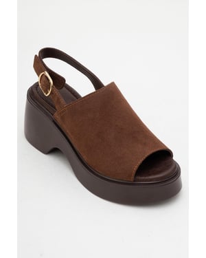 Power Leder Plateau Keilabsatz Sandalen (Women)