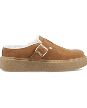 Hush Puppies Blanche Fleece Damen-Mules Sandalen Beige