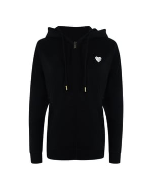 Love Moschino Kapuzenpullover Mit Kleinem Weißen Herzlogo, Schwarz, Mit Reißverschluss