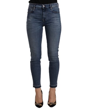 Skinny Jeans mit rohem Saum Knöchellang