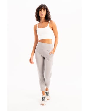 JUSTEVER High Waist Elastic Pocket Relaxed Cut Slimming Jogger Gray Women's Sweatpants - Beat
