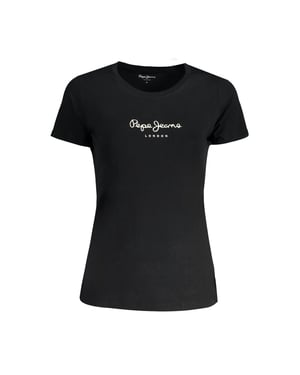 Pepe Jeans Schwarzes Baumwoll Damen T-Shirt
