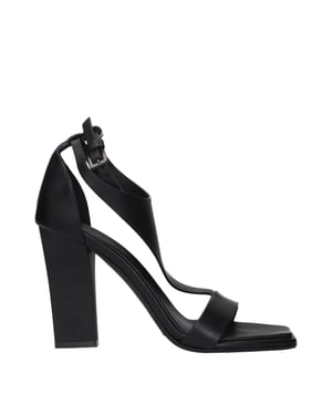 Max Mara Schwarze Leder-Stiletto-Absatzsandalen
