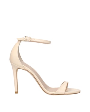 Stuart Weitzman Beigefarbene Leder Stiletto-Absatzsandalen