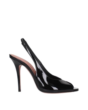 Amina Muaddi Schwarze Leder Stiletto-Heels Sandalen