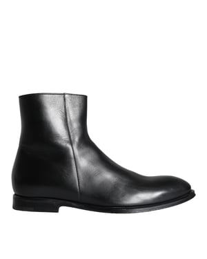 Dolce & Gabbana Schwarze Kalbsleder Herren Stiefel Herren Schuhe