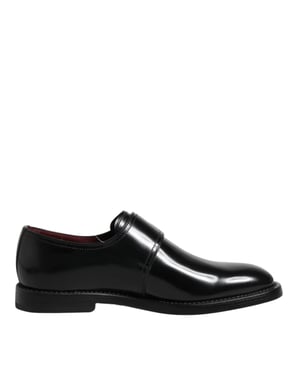Dolce & Gabbana Schwarze Leder Monk Strap Derby Schuhe