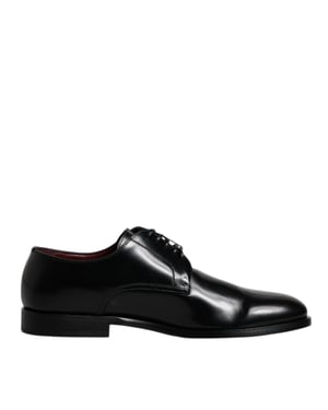 Dolce & Gabbana Schwarze Kalbsleder Derby Schnürschuhe für formelle Anlässe