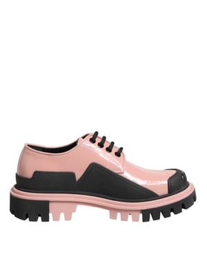 Dolce & Gabbana Leichte Puderrosa Schwarze Leder Schnürschuhe