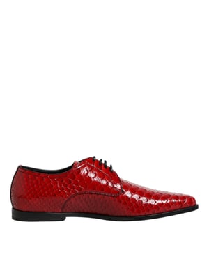 Dolce & Gabbana Rote Exotische Leder Schnür-Derby-Schuhe