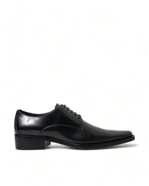 Dolce & Gabbana Schwarze Leder Schnürschuhe Flache Schuhe