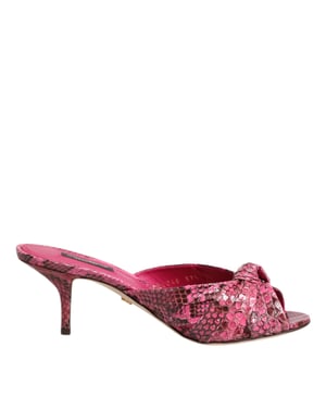 Dolce & Gabbana Pinke Leder Absatz-Sandalen Schuhe
