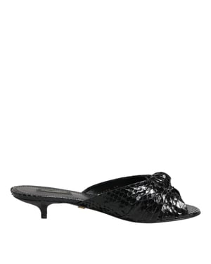 Dolce & Gabbana Schwarze Lederabsätze Slides Sandalen Schuhe