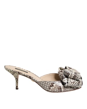 Dolce & Gabbana Mehrfarbige Keira Schleifen Leder Peeptoe Mules Schuhe