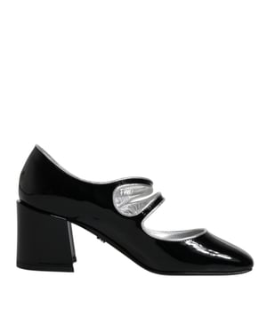 Dolce & Gabbana Schwarze Patentreifen Kristall-Mary-Jane-Pumps Schuhe