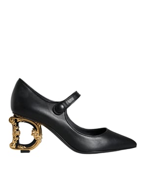 Dolce & Gabbana Schwarze Lederlogo Mary Jane Pumps Schuhe