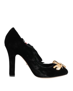 Dolce & Gabbana Schwarze Rosen Kristallbrosche für Mary-Jane-Schuhe - Schwarz