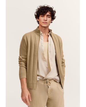 Bugatti Herren Strickjacke mit Streifen in 3D-Optik