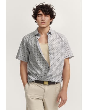 Bugatti Herren Kurzarm-Hemd elegant mit Allover-Muster