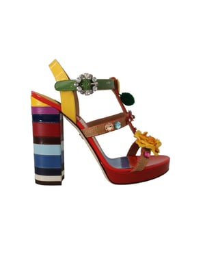 Dolce & Gabbana Baumwoll-Plateausandalen - Mehrfarbig