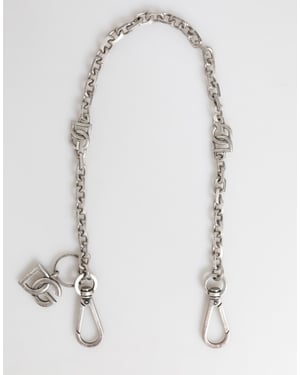 Dolce & Gabbana Silberfarbener Messing DG Logo Detail Kette Herren Halskette