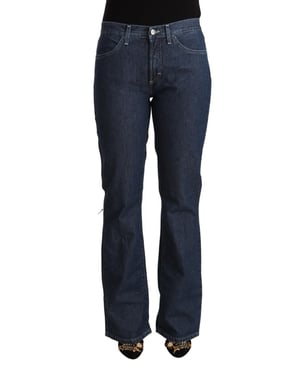 GF Ferre Blaue Baumwoll-Mittelbund Glockenjeans