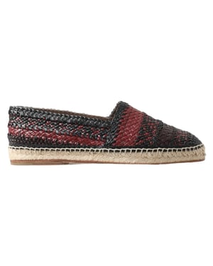Dolce & Gabbana Schwarze Bordeaux-Buffelleder-Espadrilleschuhe