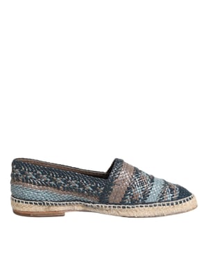 Dolce & Gabbana Blau-Grau Geflochtene Leder Büffel Espadrilleschuhe