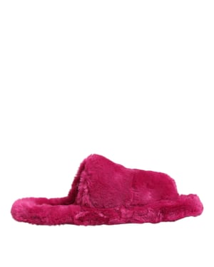 Dolce & Gabbana Pinke Acryl-Faux-Fur Herrenflats Sandalen Schuhe