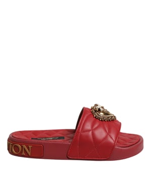 Dolce & Gabbana Rote Hingabe Matelassé Leder-Sandalen