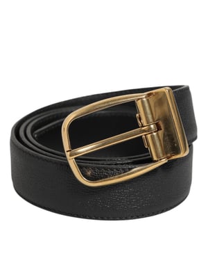 Dolce & Gabbana Schwarzer Leder Gürtel mit Klassischer Metall-Logo-Schnalle