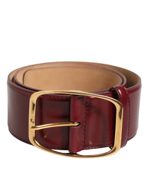 Dolce & Gabbana Burgunderrot Leder Goldmetall Schnalle Damen Gürtel