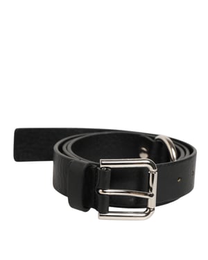 Dolce & Gabbana Schwarzer Leder Gürtel mit klassischer Metall-Logo-Schnalle