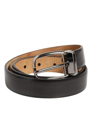 Dolce & Gabbana Schwarzer Klassischer Leder-Gürtel mit Schnalle in Silberfarbe