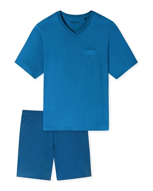 Schiesser Herren Pyjama Comfort EssentialsSchlafanzug, Pyjama Set, Nachtwäsche
