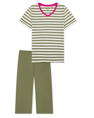 Schiesser Damen Pyjama Casual EssentialsSchlafanzug, Pyjama Set, Nachtwäsche