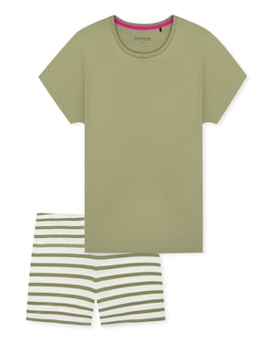 Schiesser Damen Pyjama Casual EssentialsSchlafanzug, Pyjama Set, Nachtwäsche