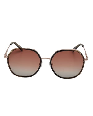 Damen hexagonale Metall-Sonnenbrille mit Acetatrahmen LO163S