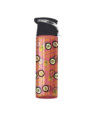 Harry Potter - Wasserflasche "Platform 9 3/4", Hogwarts Wappen, Kunststoff (Rot/Gelb/Schwarz)